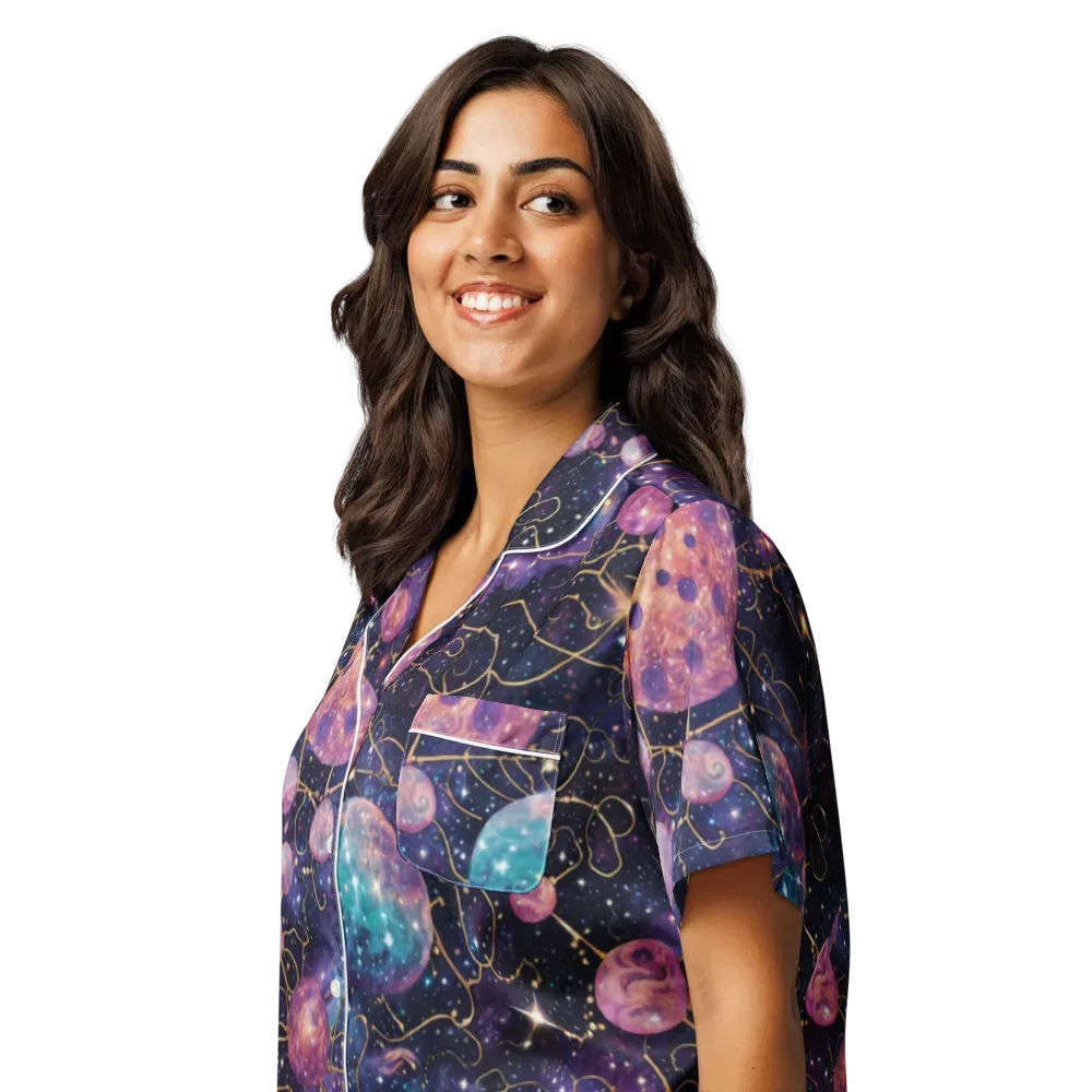 Stardust Vines on Women's Short Sleeve Pajama Top — Left Front