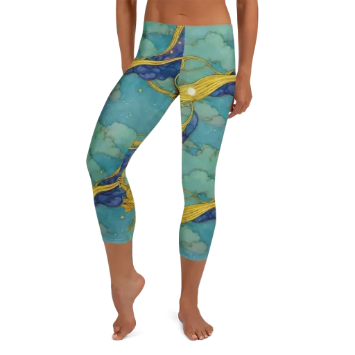 Aquatic Filigree on a Capri Leggings