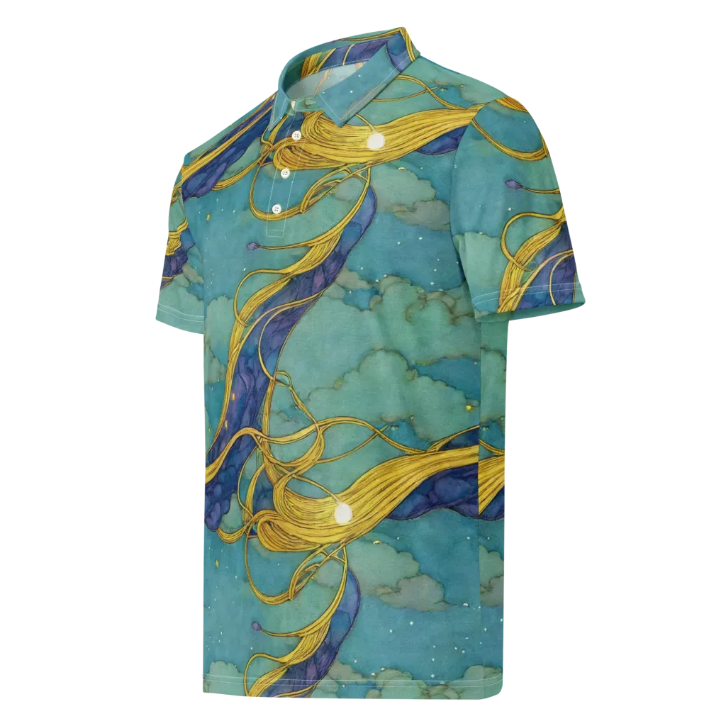 Aquatic Filigree on Men's Slim Fit Polo Shirt — Left Front
