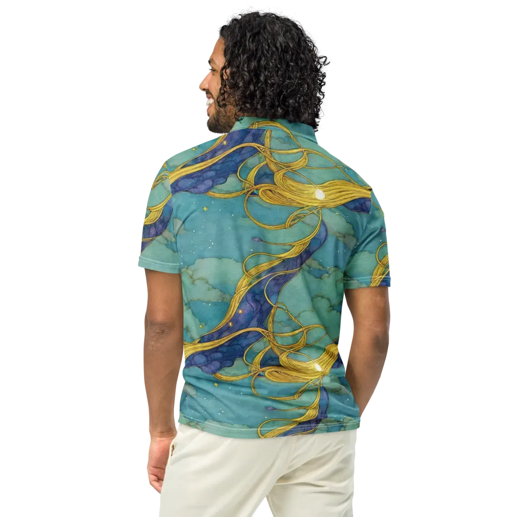 Aquatic Filigree on Men's Slim Fit Polo Shirt — Back