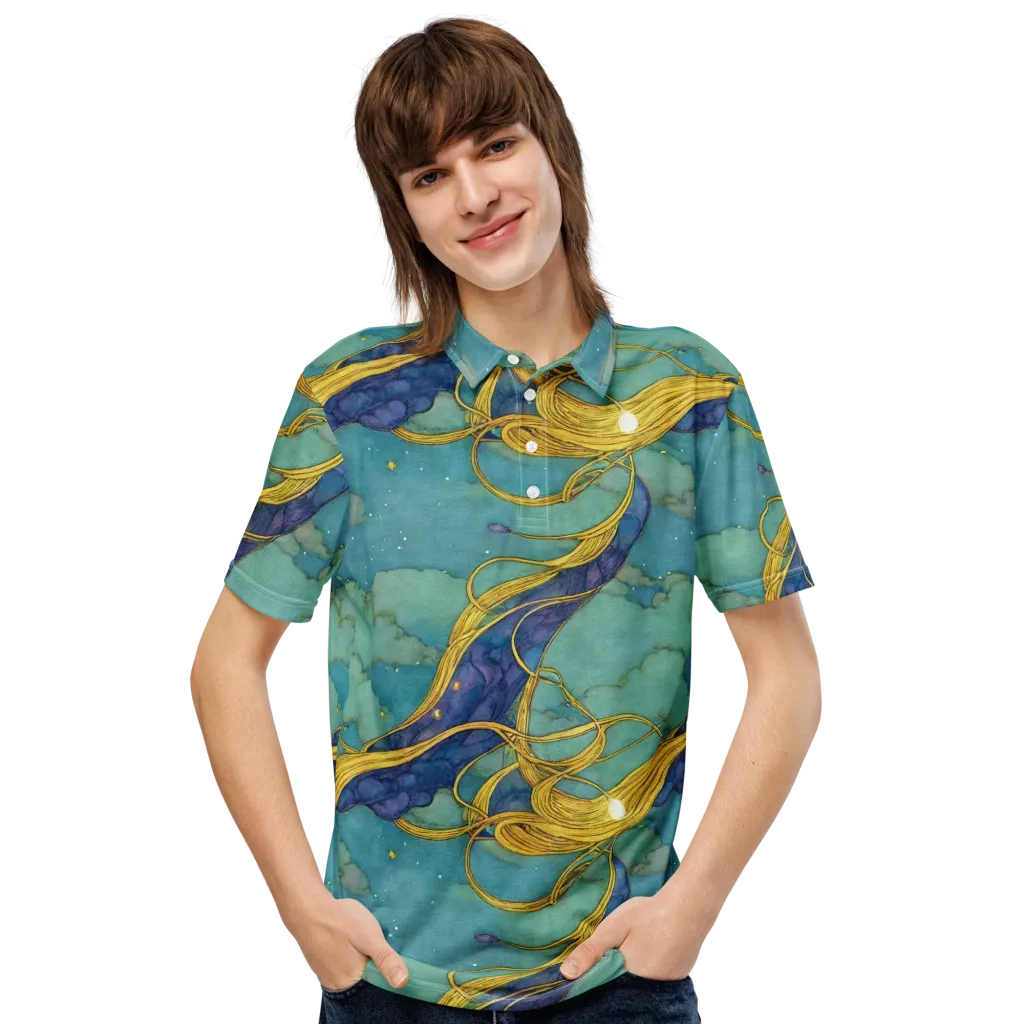 Aquatic Filigree on Men's Slim Fit Polo Shirt — Front