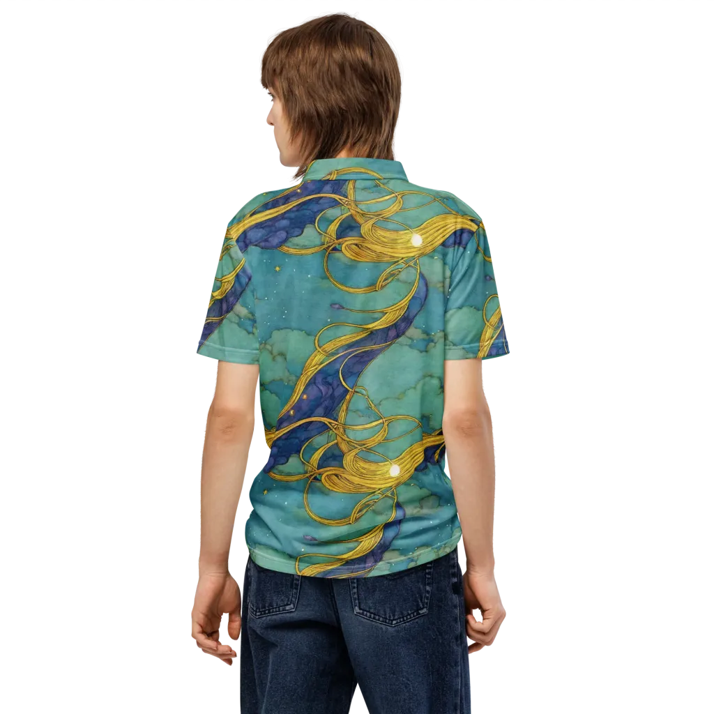 Aquatic Filigree on Men's Slim Fit Polo Shirt — Back
