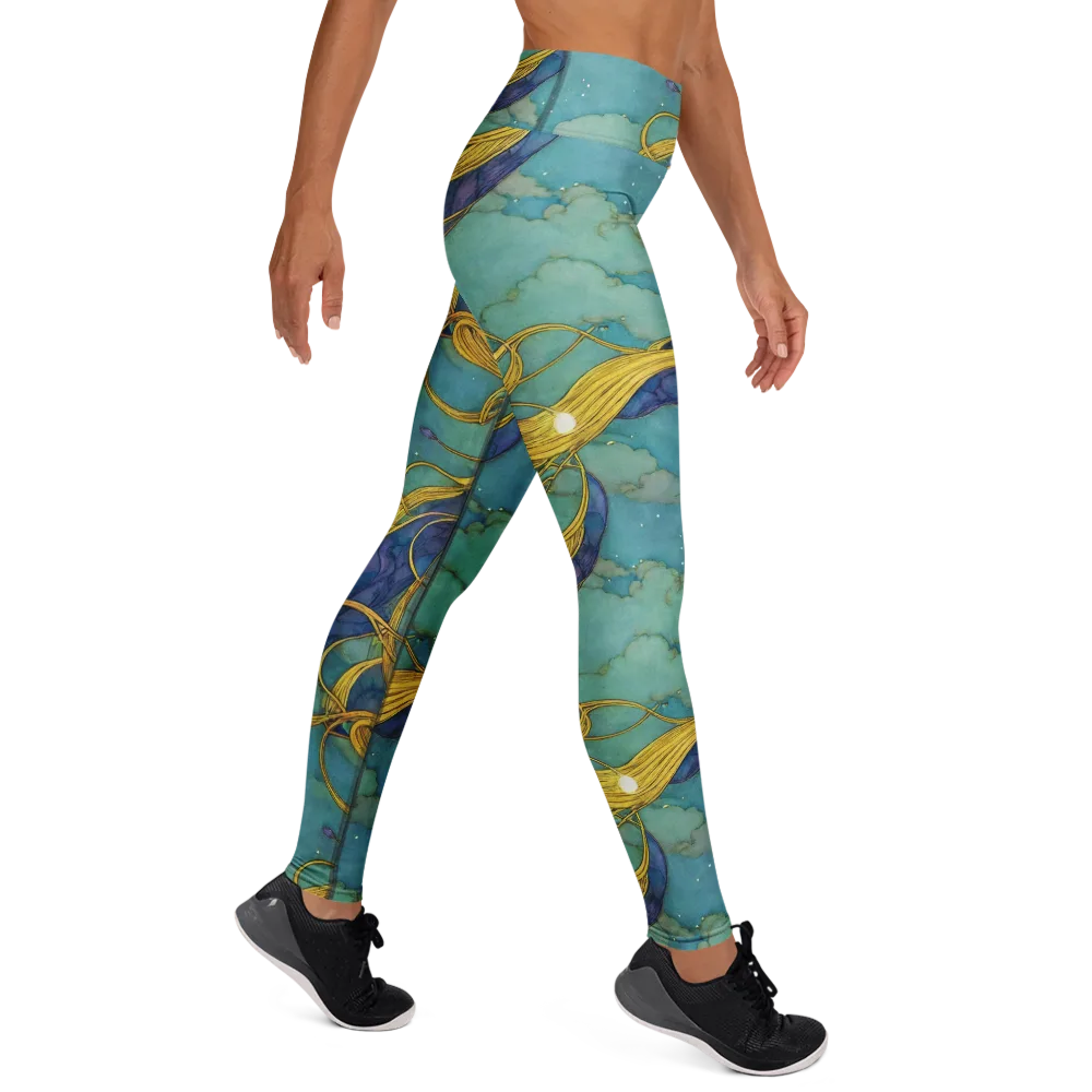Aquatic Filigree on Yoga Leggings — Right