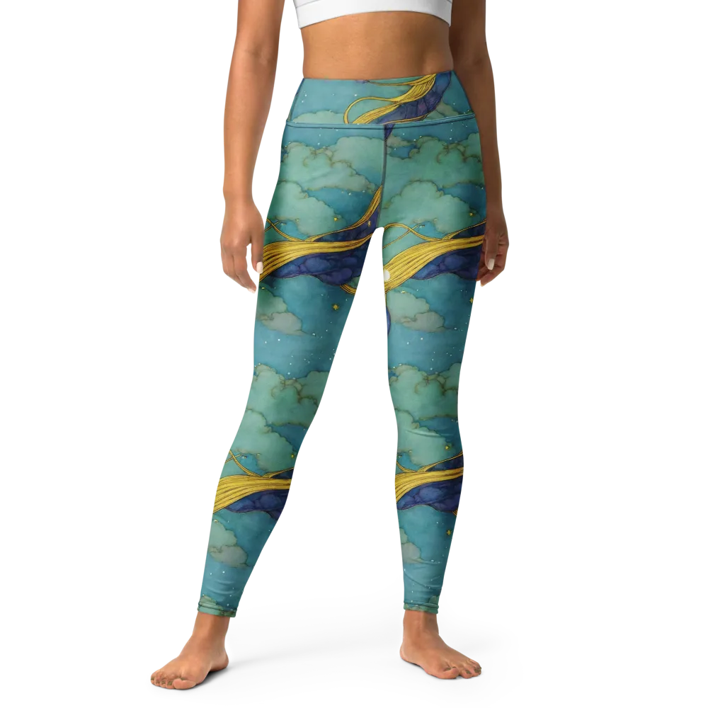 Aquatic Filigree on Yoga Leggings — Front