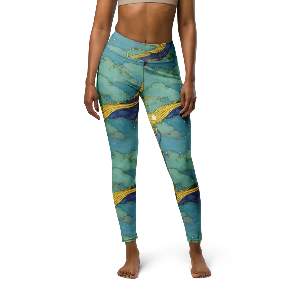 Aquatic Filigree on Yoga Leggings — Front
