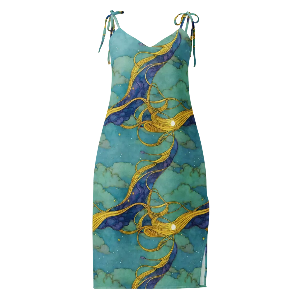 Aquatic Filigree on Slip Dress — Front