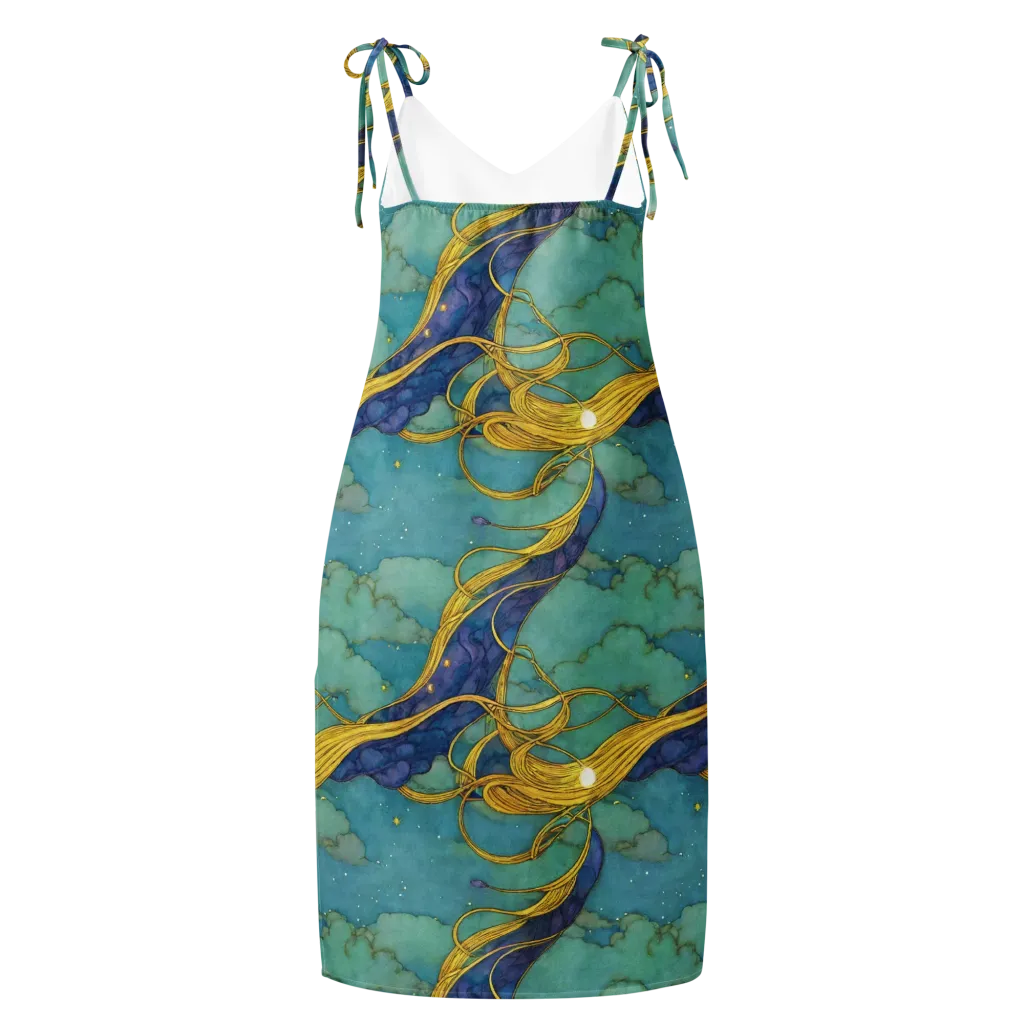 Aquatic Filigree on Slip Dress — Back
