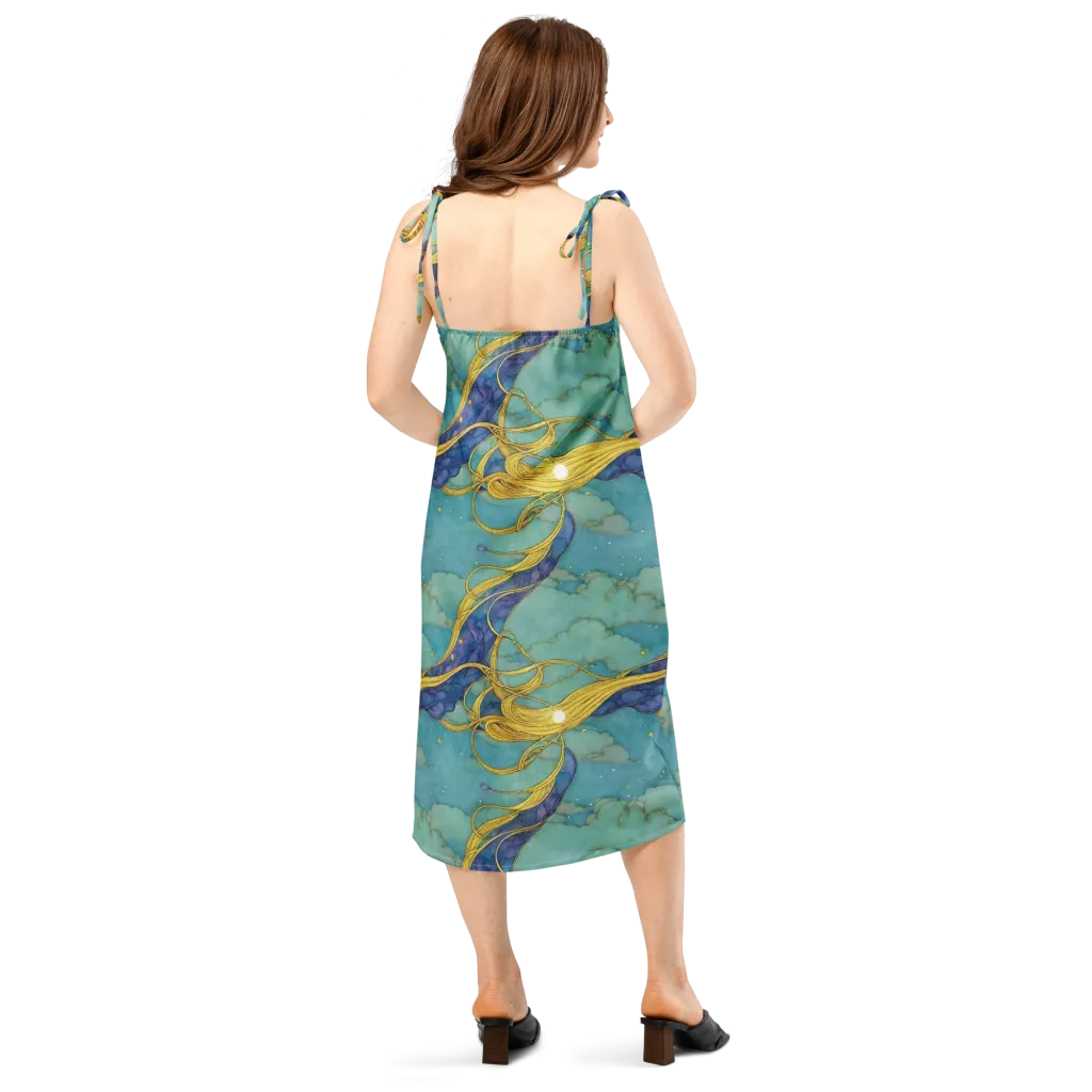 Aquatic Filigree on Slip Dress — Back