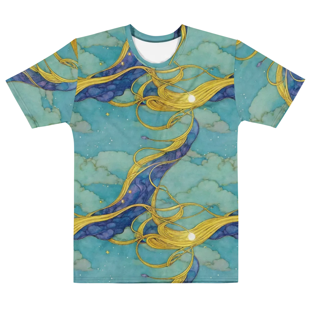Aquatic Filigree on Men's Cotton Crew Neck T-Shirt — Front