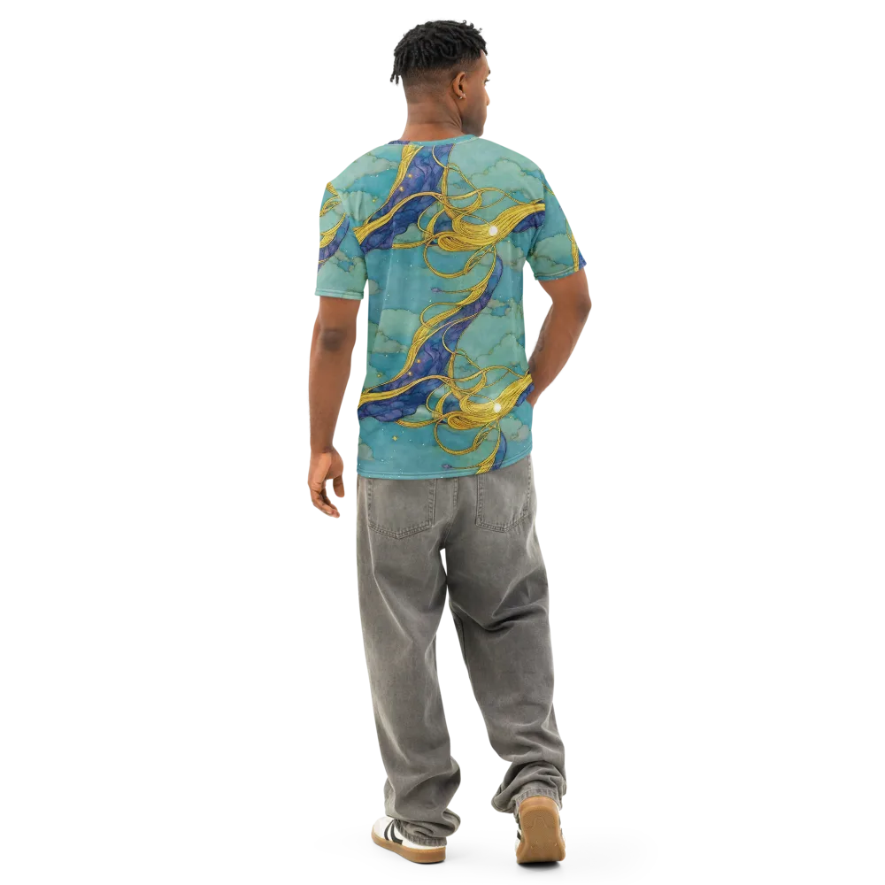 Aquatic Filigree on Men's Cotton Crew Neck T-Shirt — Back