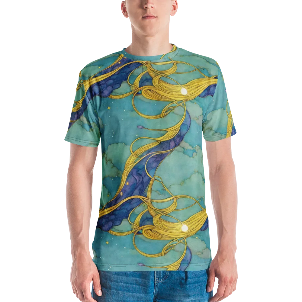 Aquatic Filigree on Men's Crew Neck T-Shirt — Front
