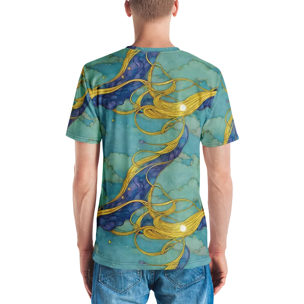 Aquatic Filigree on Men's Crew Neck T-Shirt — Back