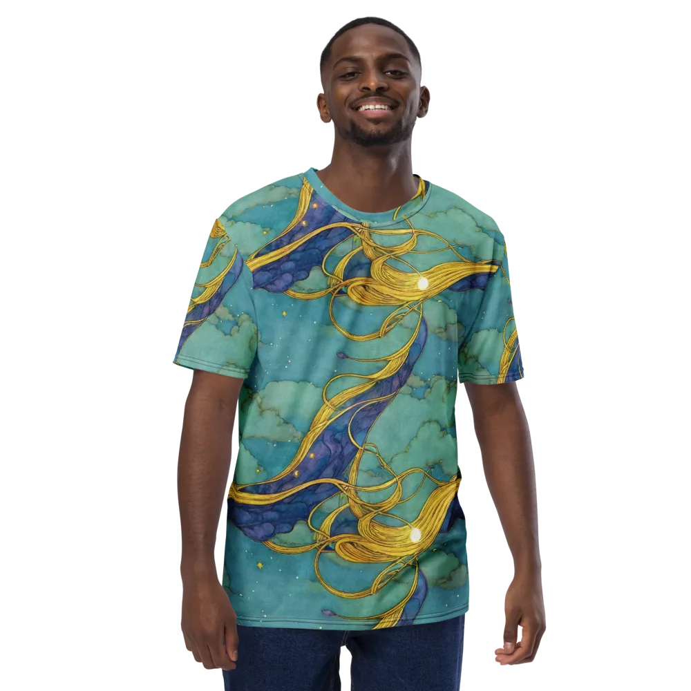 Aquatic Filigree on Men's Crew Neck T-Shirt — Front