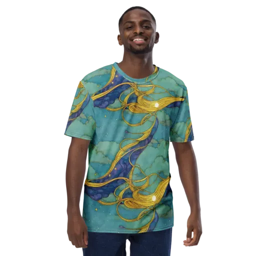 Aquatic Filigree on a Men's Crew Neck T-Shirt