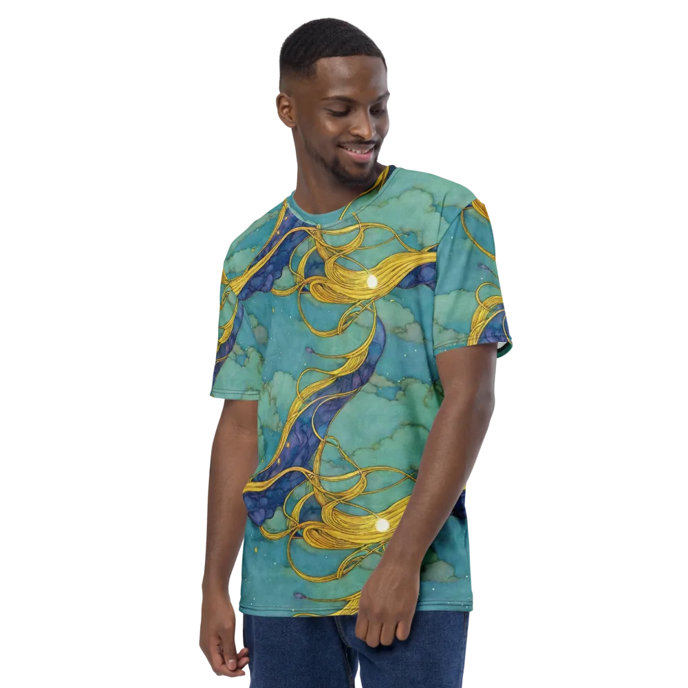 Aquatic Filigree on Men's Crew Neck T-Shirt — Left
