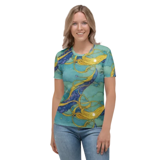 Aquatic Filigree on a Women's Crew Neck T-Shirt