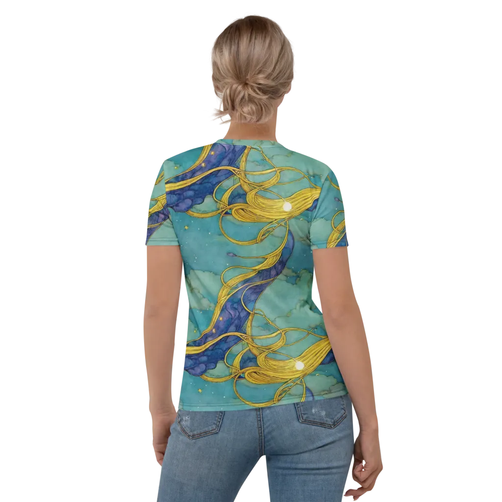 Aquatic Filigree on Women's Crew Neck T-Shirt — Back