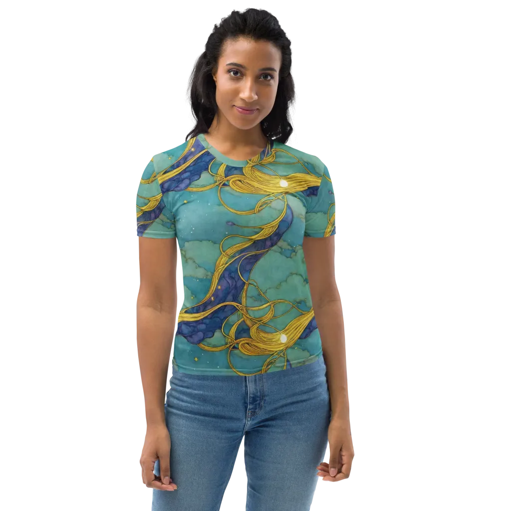 Aquatic Filigree on Women's Crew Neck T-Shirt — Front