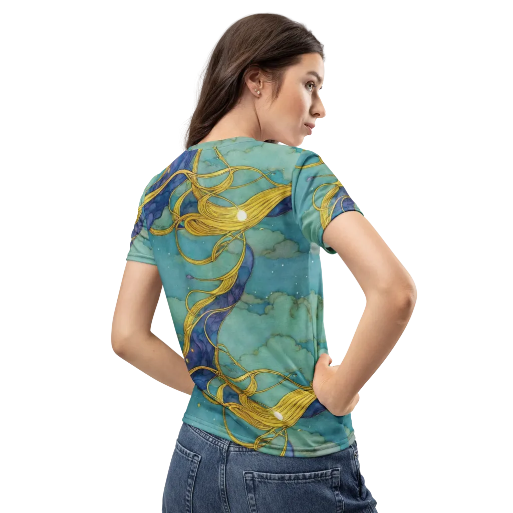 Aquatic Filigree on Women's Crew Neck T-Shirt — Back