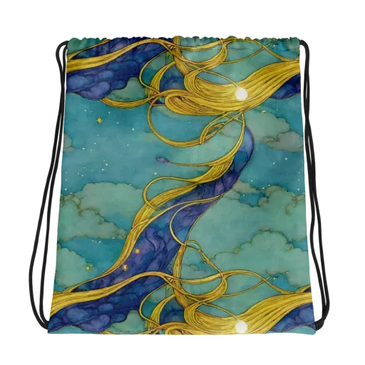 Aquatic Filigree on a Drawstring Bag