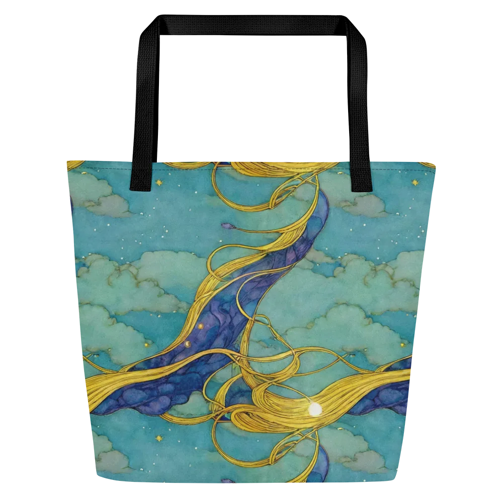 Aquatic Filigree on Large Tote Bag W/ Pocket — Front