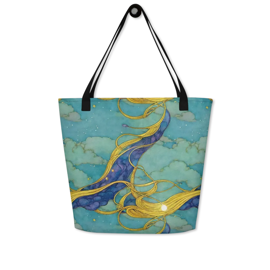 Aquatic Filigree on Large Tote Bag W/ Pocket — Front