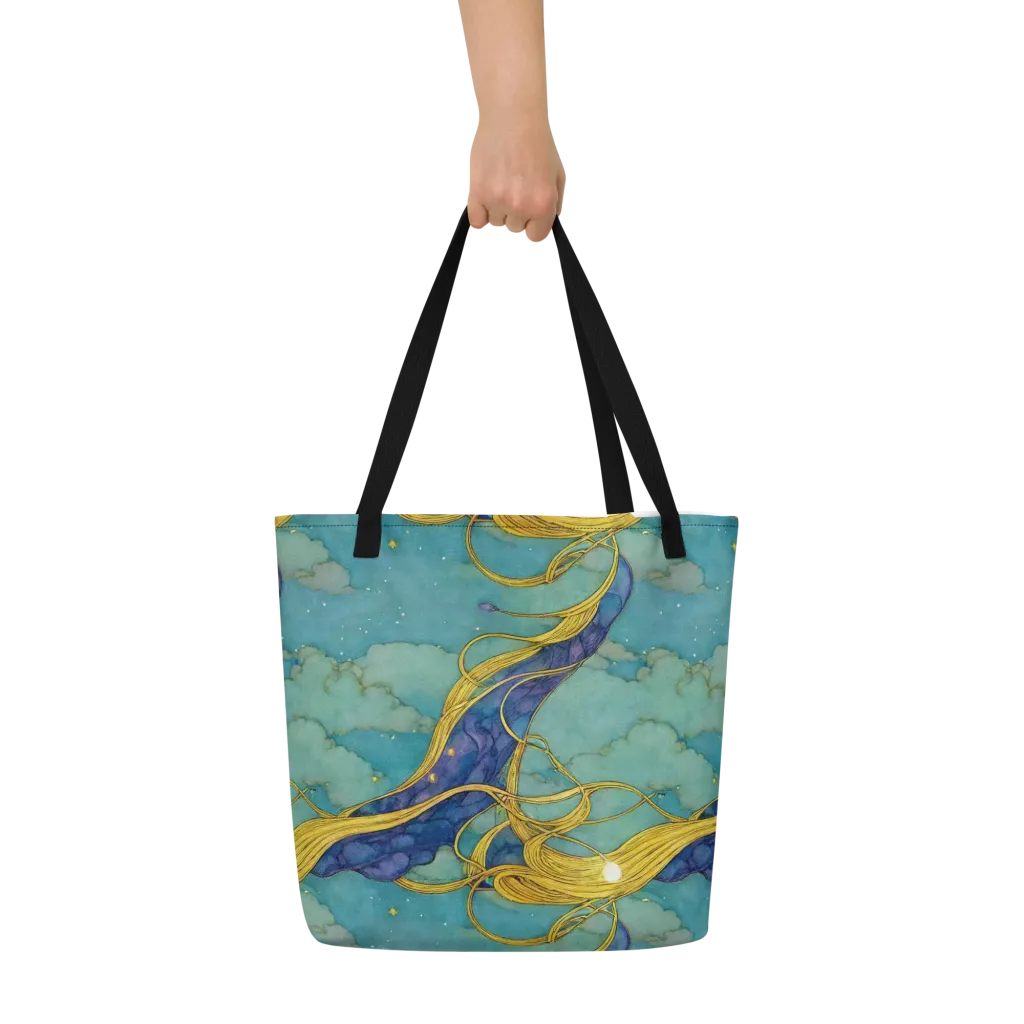 Aquatic Filigree on Large Tote Bag W/ Pocket — Front