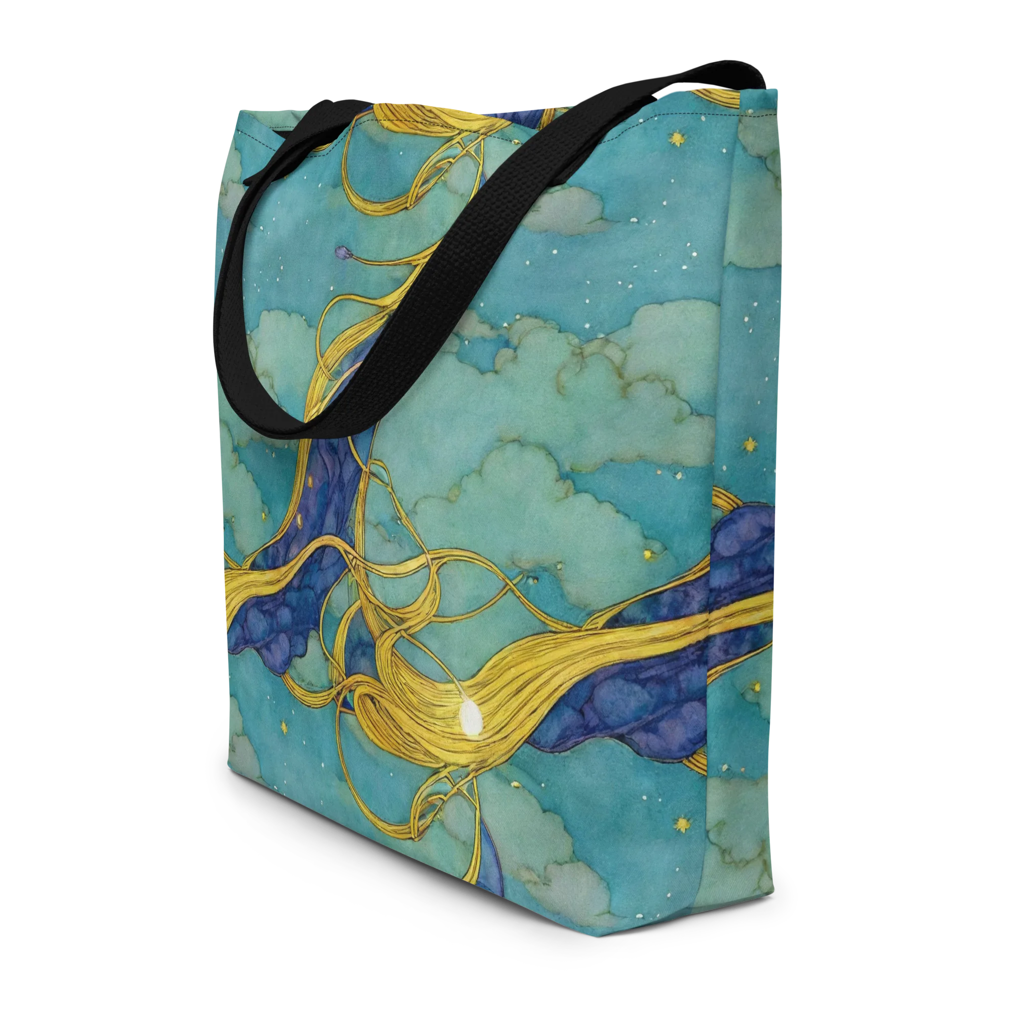 Aquatic Filigree on Large Tote Bag W/ Pocket — Front