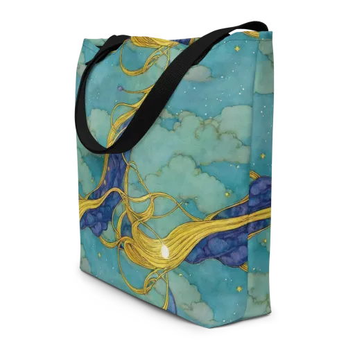 Aquatic Filigree on a Large Tote Bag W/ Pocket