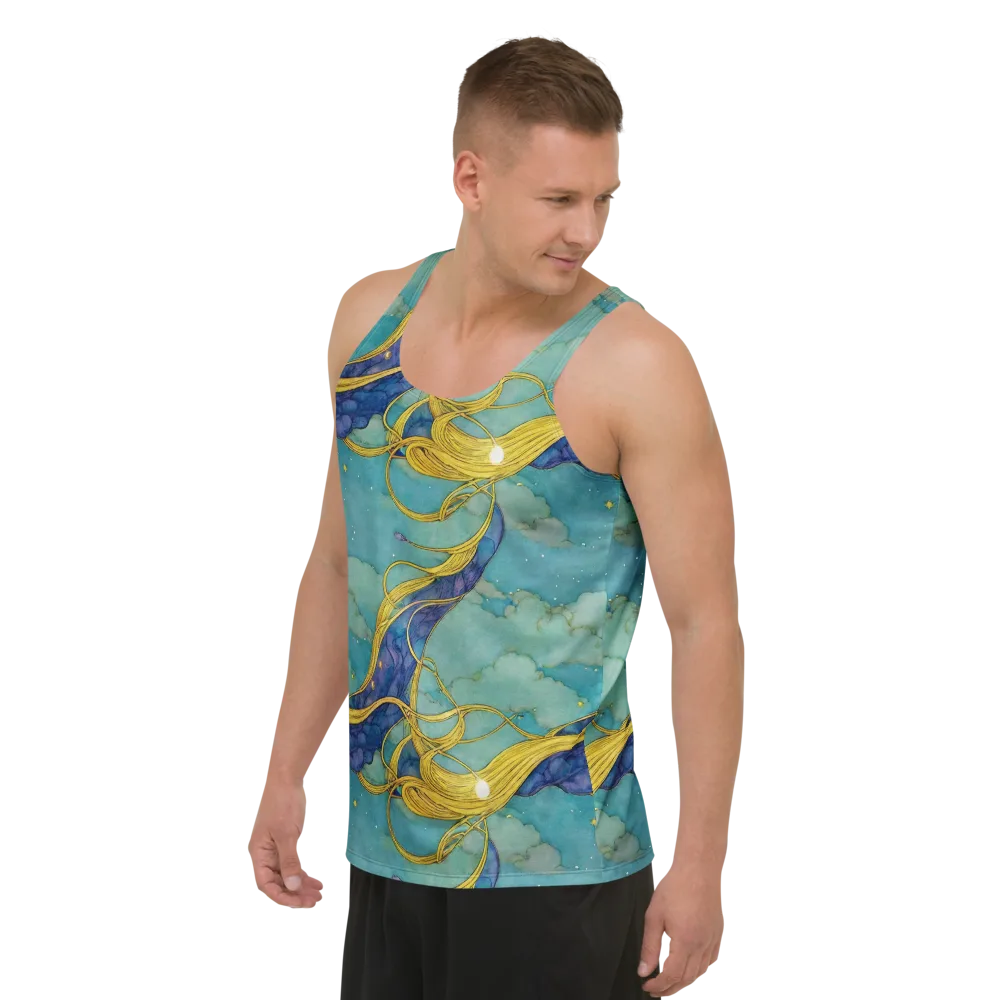 Aquatic Filigree on Men's Tank Top — Left Front