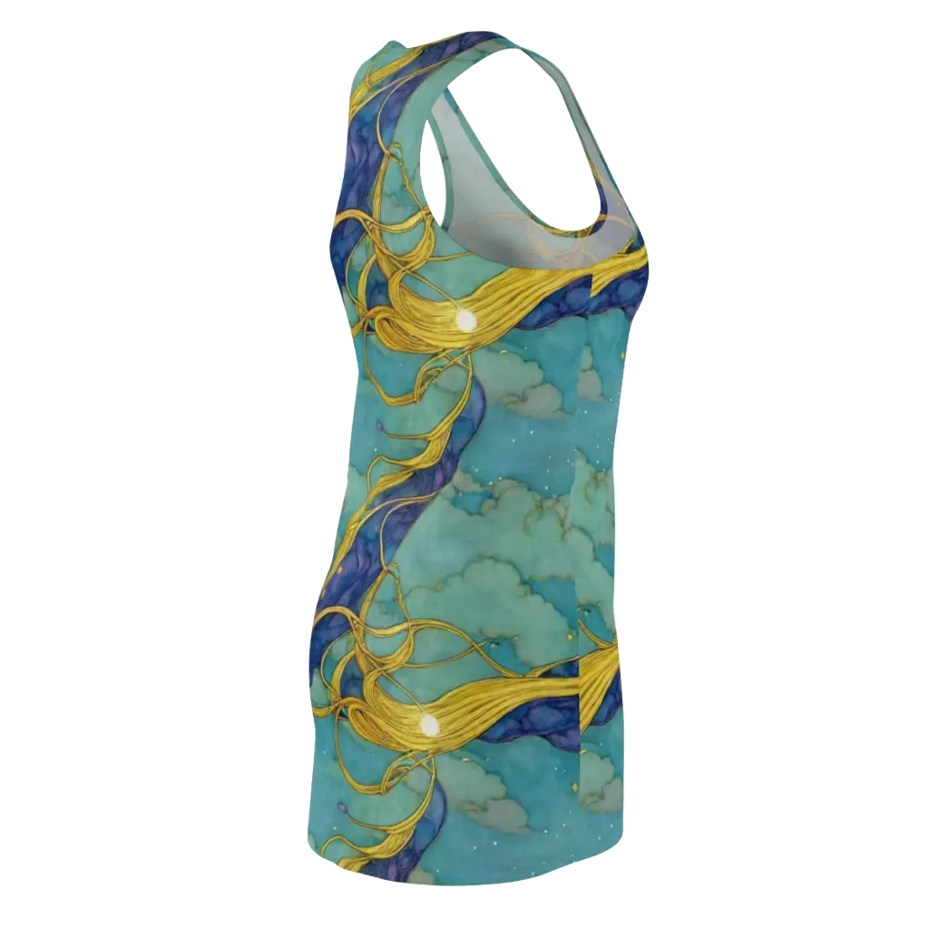 Aquatic Filigree on Racerback Dress — Back Side