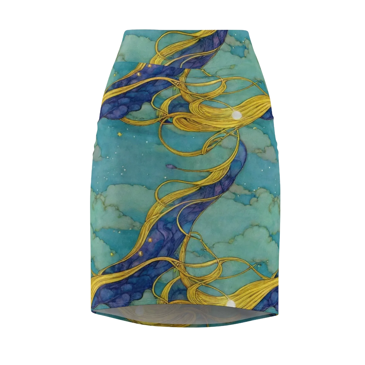 Aquatic Filigree on Pencil Skirt — Front