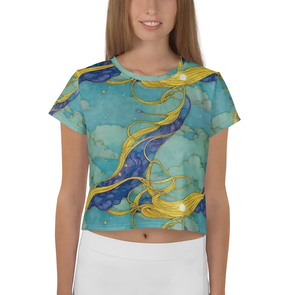 Aquatic Filigree on Crop Tee — Front