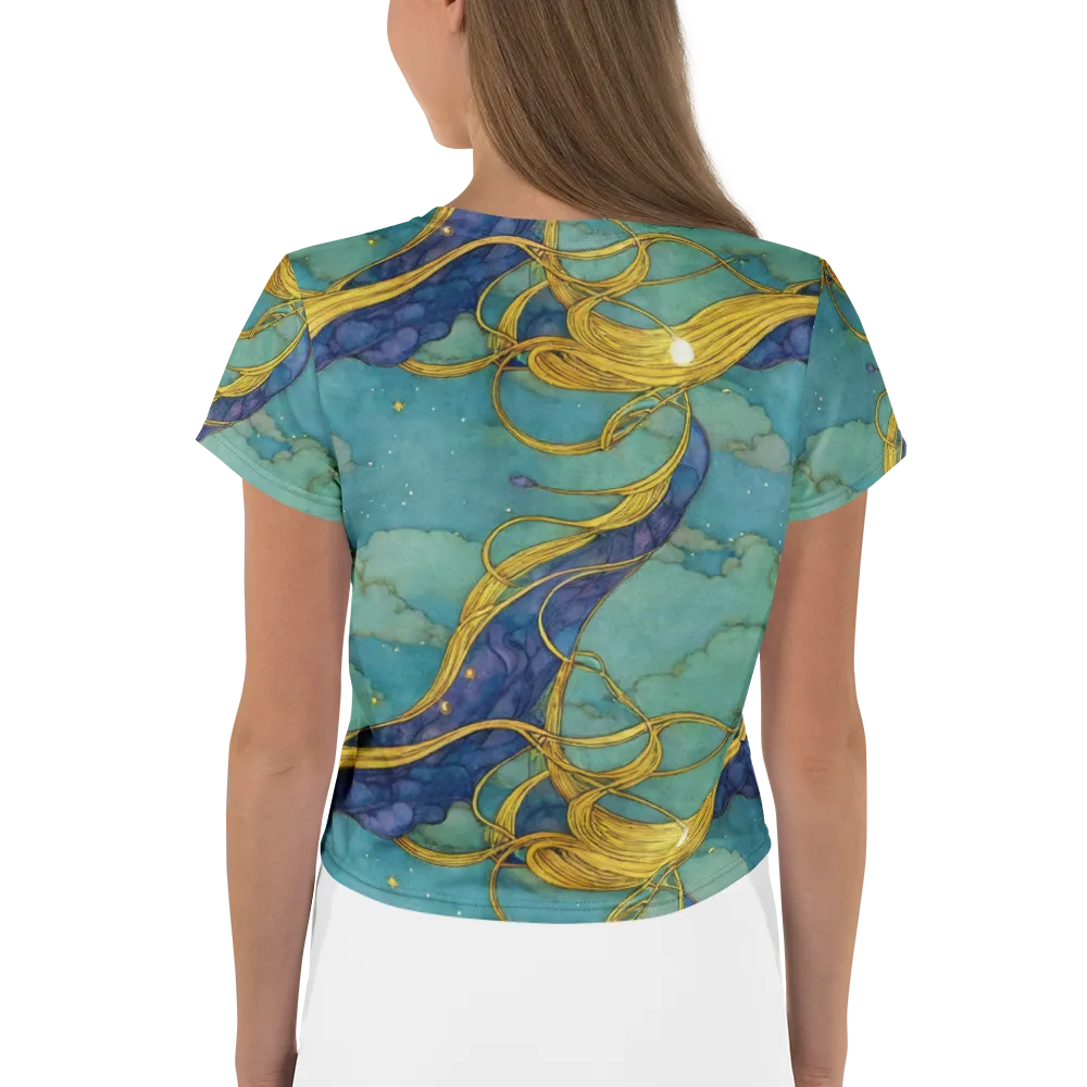 Aquatic Filigree on Crop Tee — Back