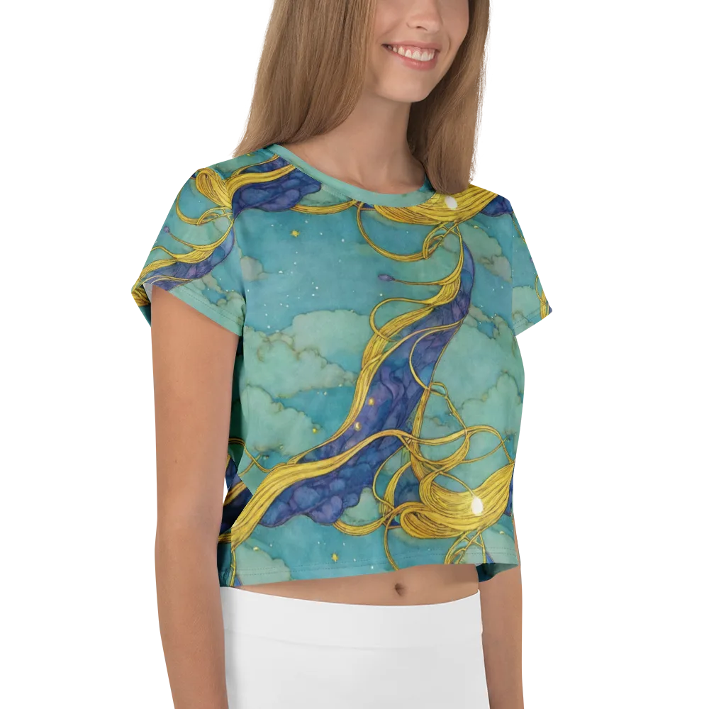 Aquatic Filigree on Crop Tee — Right
