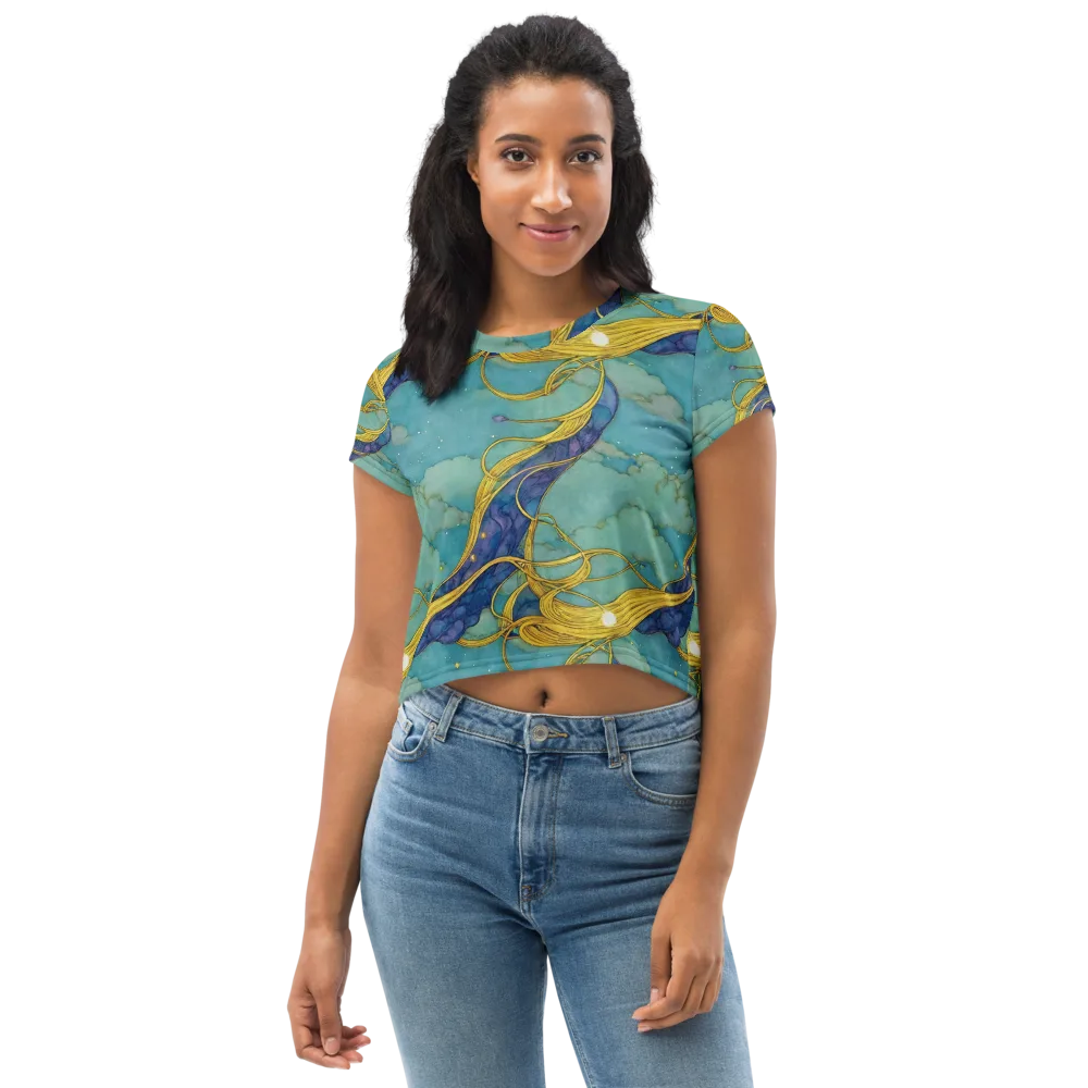 Aquatic Filigree on Crop Tee — Front