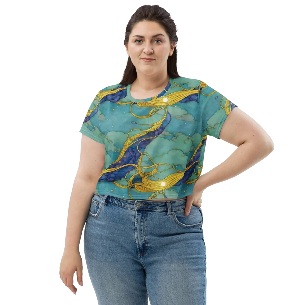 Aquatic Filigree on Crop Tee — Front