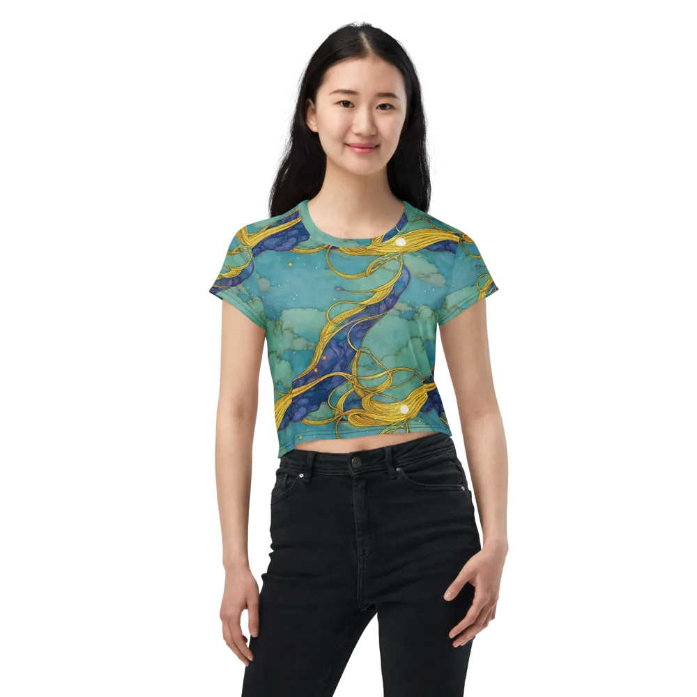 Aquatic Filigree on Crop Tee — Front
