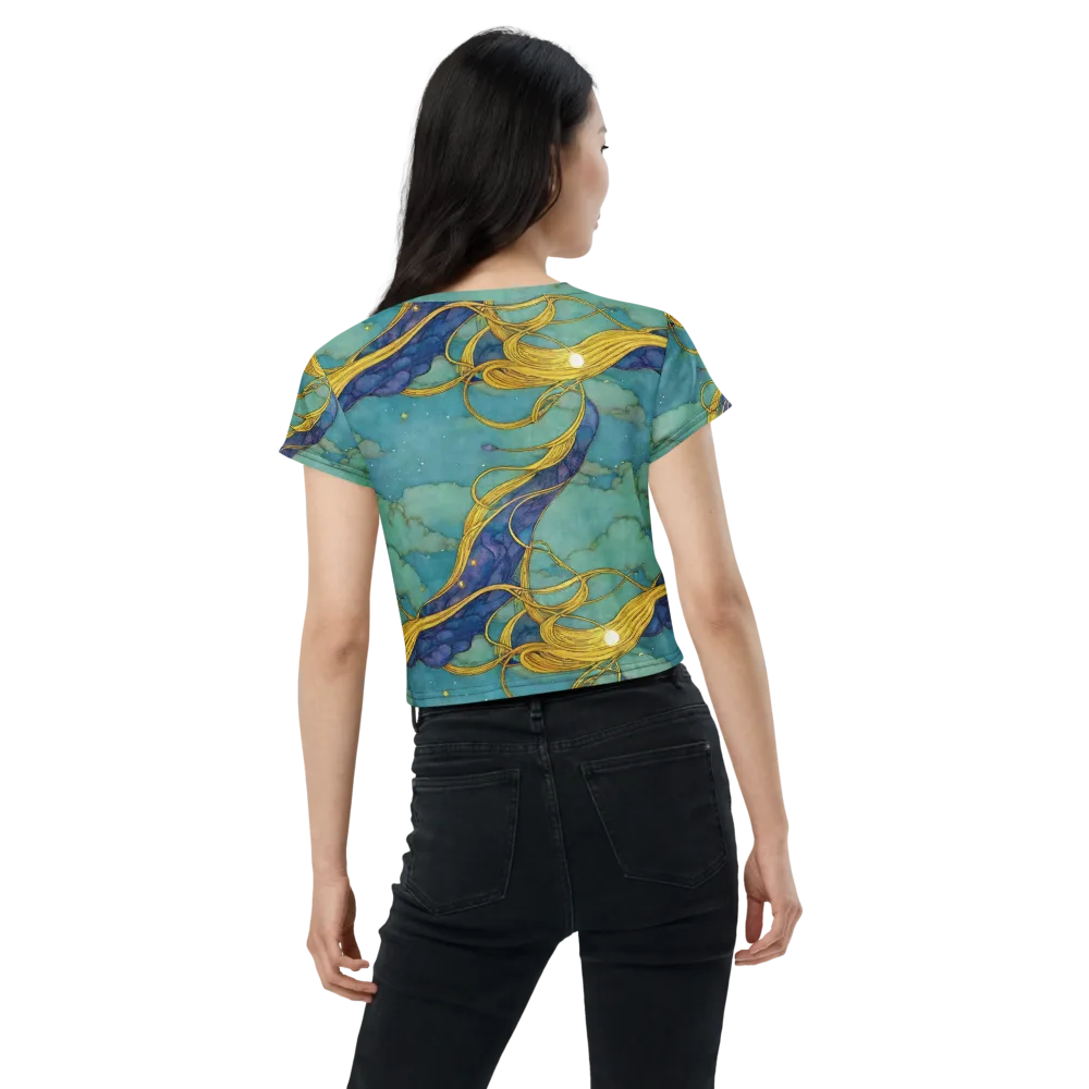 Aquatic Filigree on Crop Tee — Back