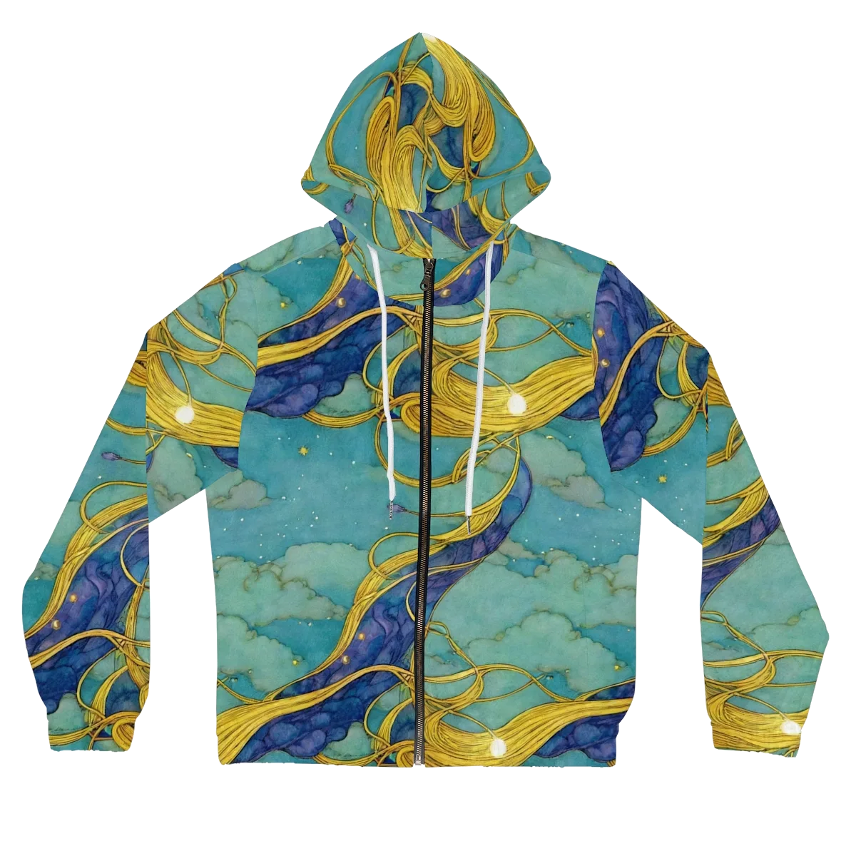 Aquatic Filigree on Women's Full-Zip Hoodie — Front