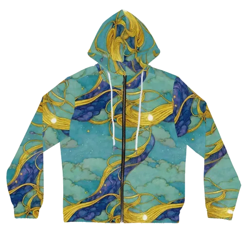 Aquatic Filigree on a Women's Full-Zip Hoodie