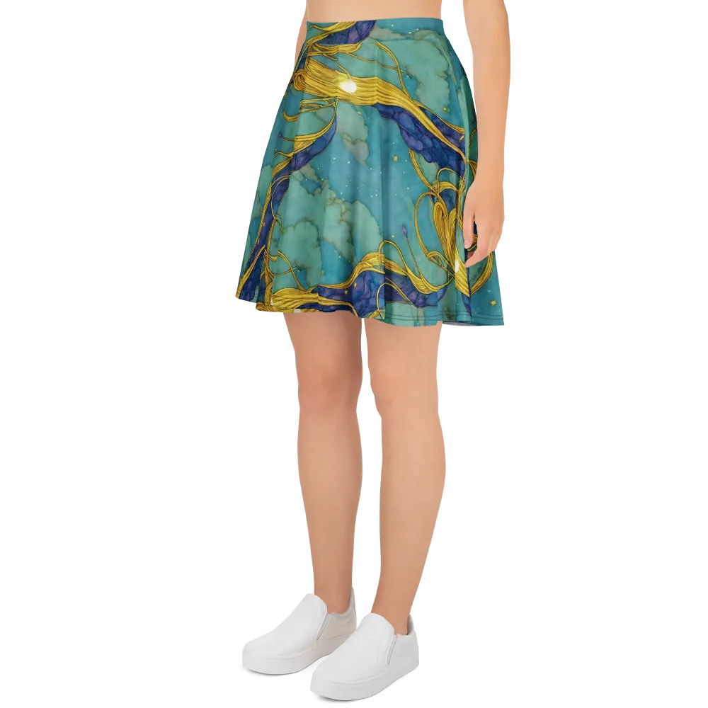 Aquatic Filigree on Skater Skirt — Left