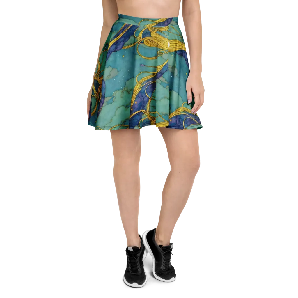 Aquatic Filigree on Skater Skirt — Front