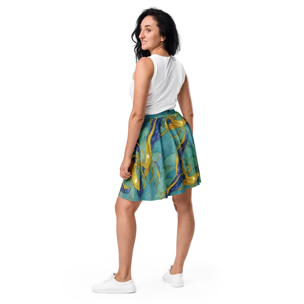 Aquatic Filigree on Skater Skirt — Back