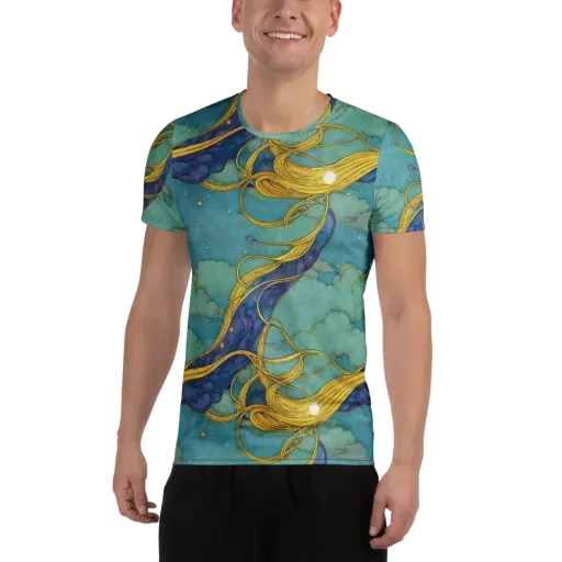 Aquatic Filigree on a Men's Athletic T-Shirt