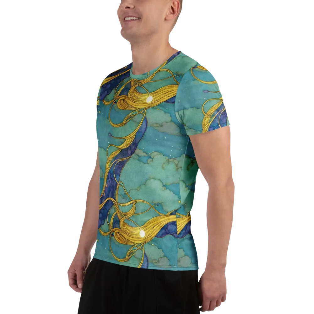 Aquatic Filigree on Men's Athletic T-Shirt — Left