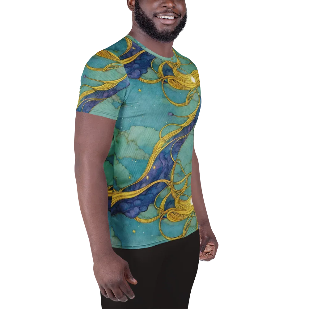 Aquatic Filigree on Men's Athletic T-Shirt — Right