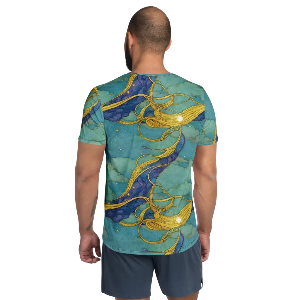 Aquatic Filigree on Men's Athletic T-Shirt — Back