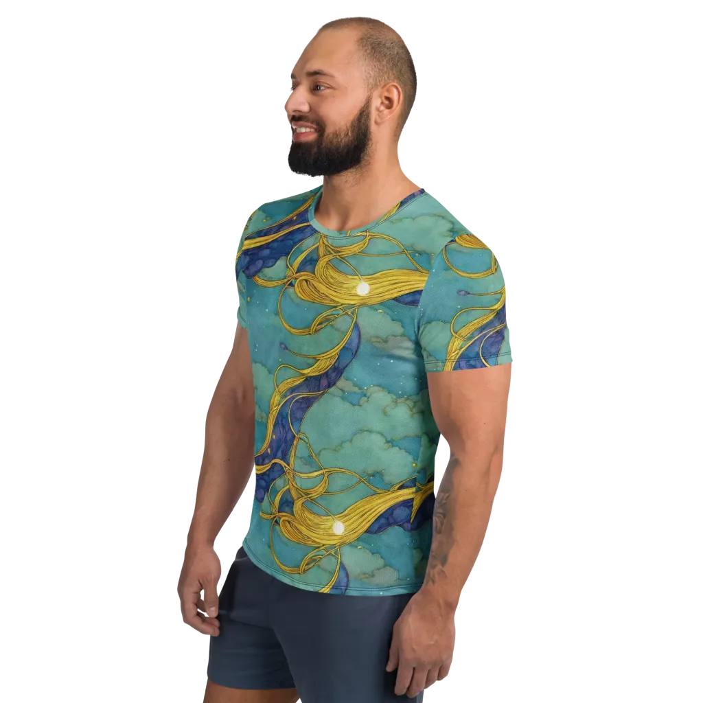 Aquatic Filigree on Men's Athletic T-Shirt — Left