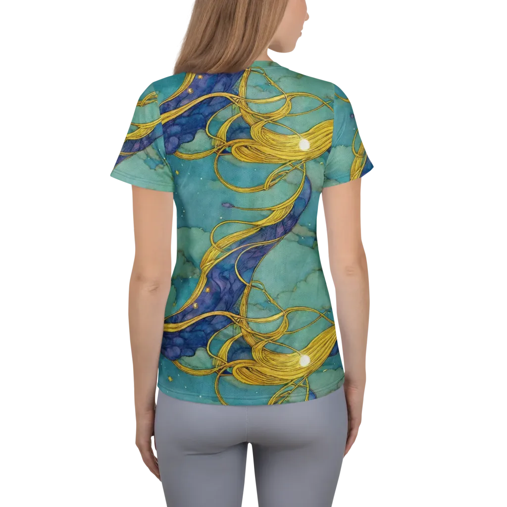 Aquatic Filigree on Women's Athletic T-Shirt — Back